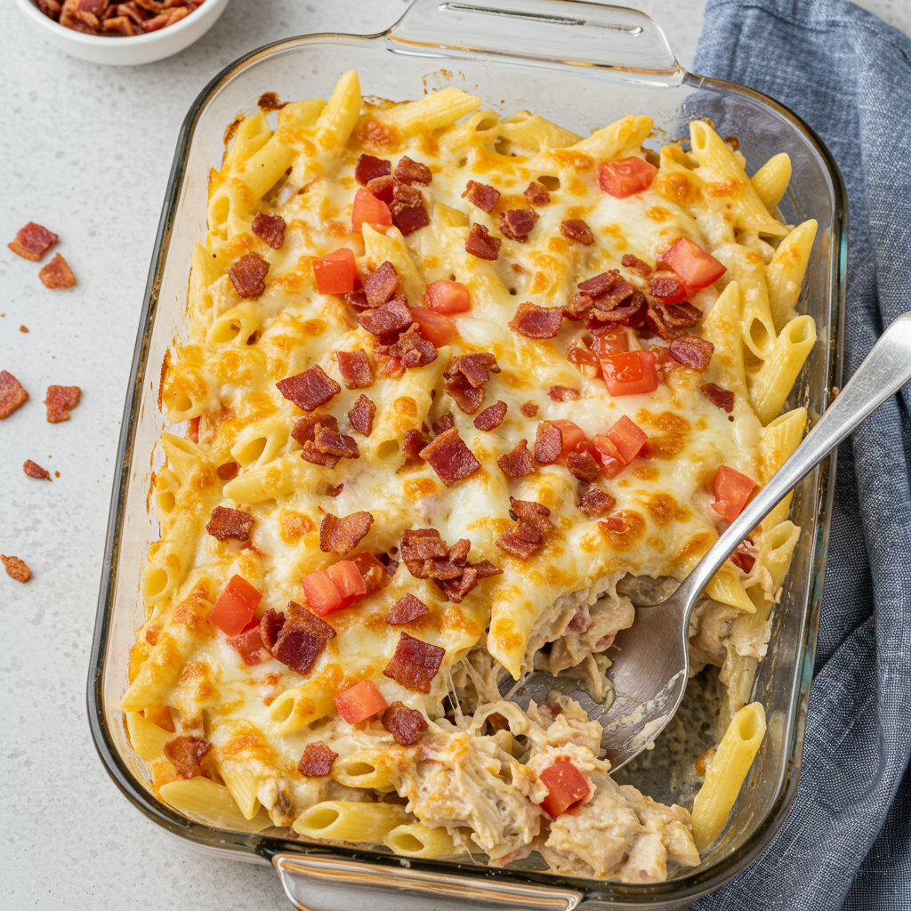 2. Cazuela de pollo con queso, tocino y aderezo ranchero