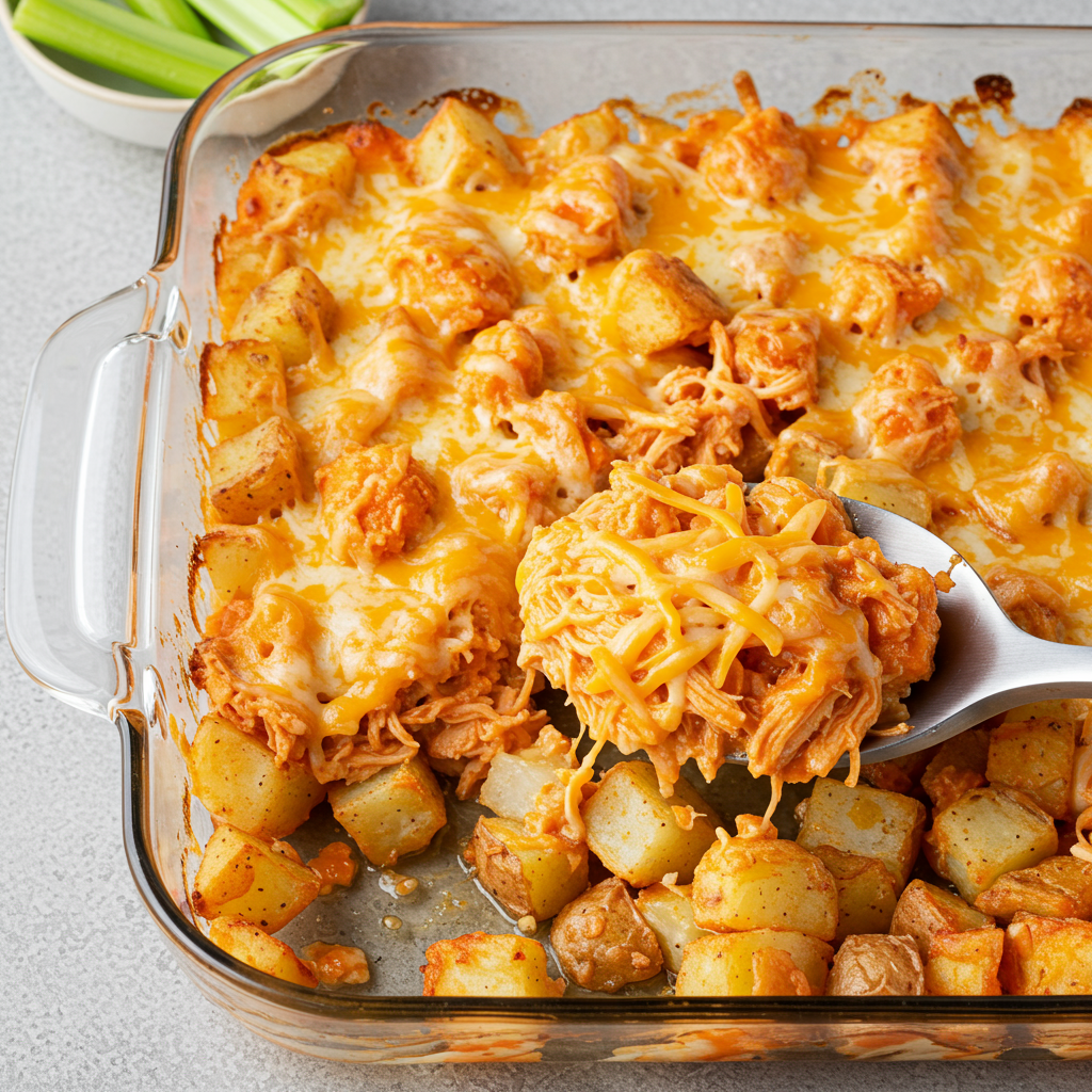 4. Cazuela de pollo y papas estilo búfalo