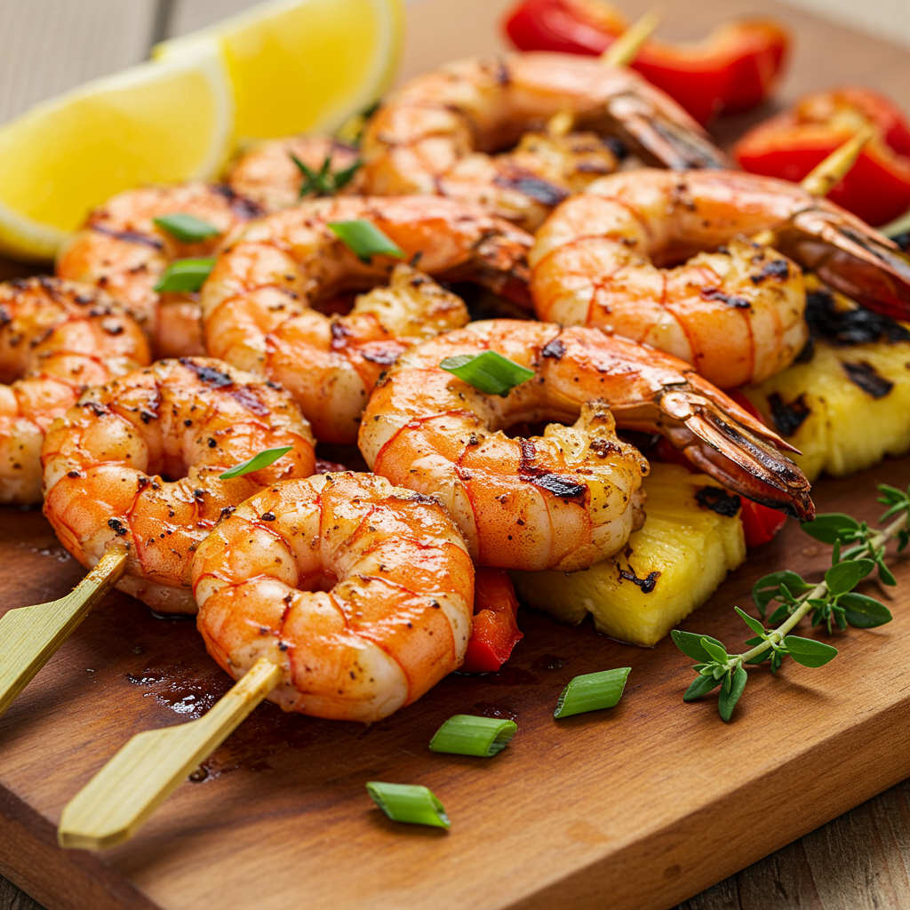 4. Brochetas de camarones a la parrilla