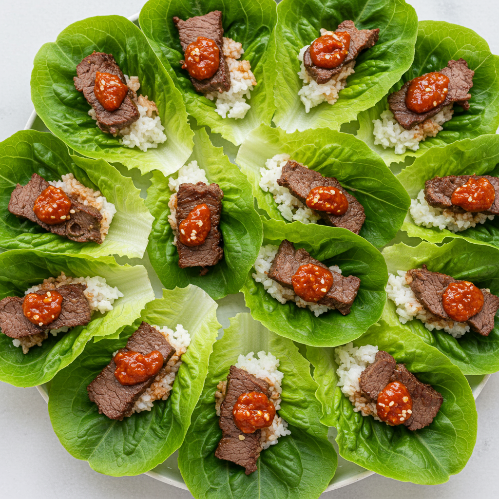 6. Rollitos de lechuga con carne de res al estilo coreano