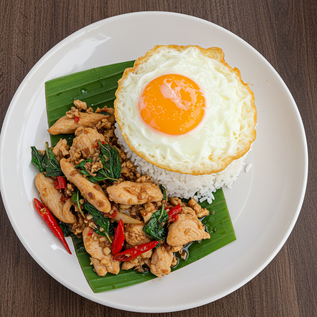 8. Pollo picante tailandés con albahaca (Pad Krapow Gai)