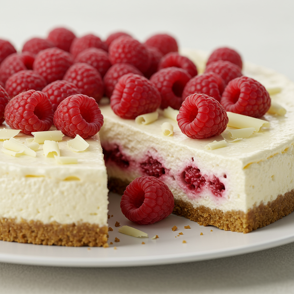 9. Tarta de Queso de Chocolate Blanco y Frambuesas