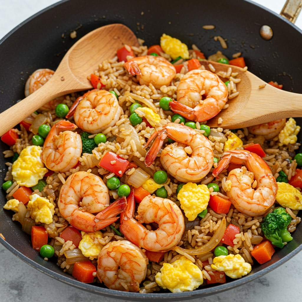 11. Arroz frito con camarones jerk