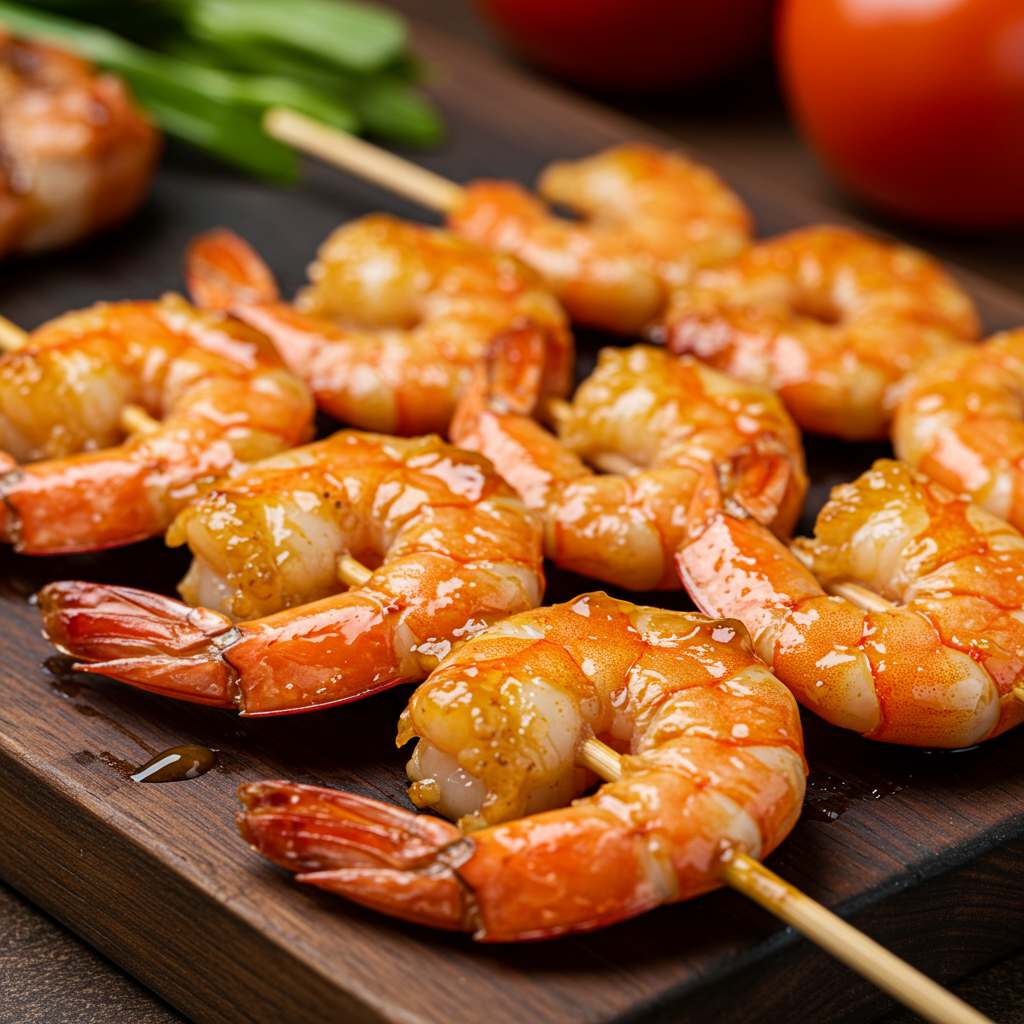 11. Brochetas de camarones a la barbacoa coreana