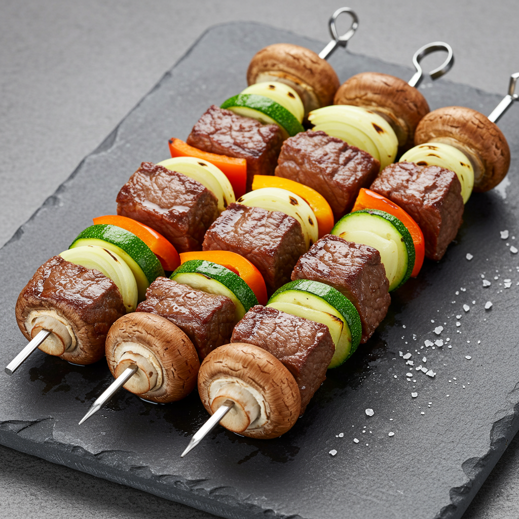 12. Brochetas coreanas de carne y verduras