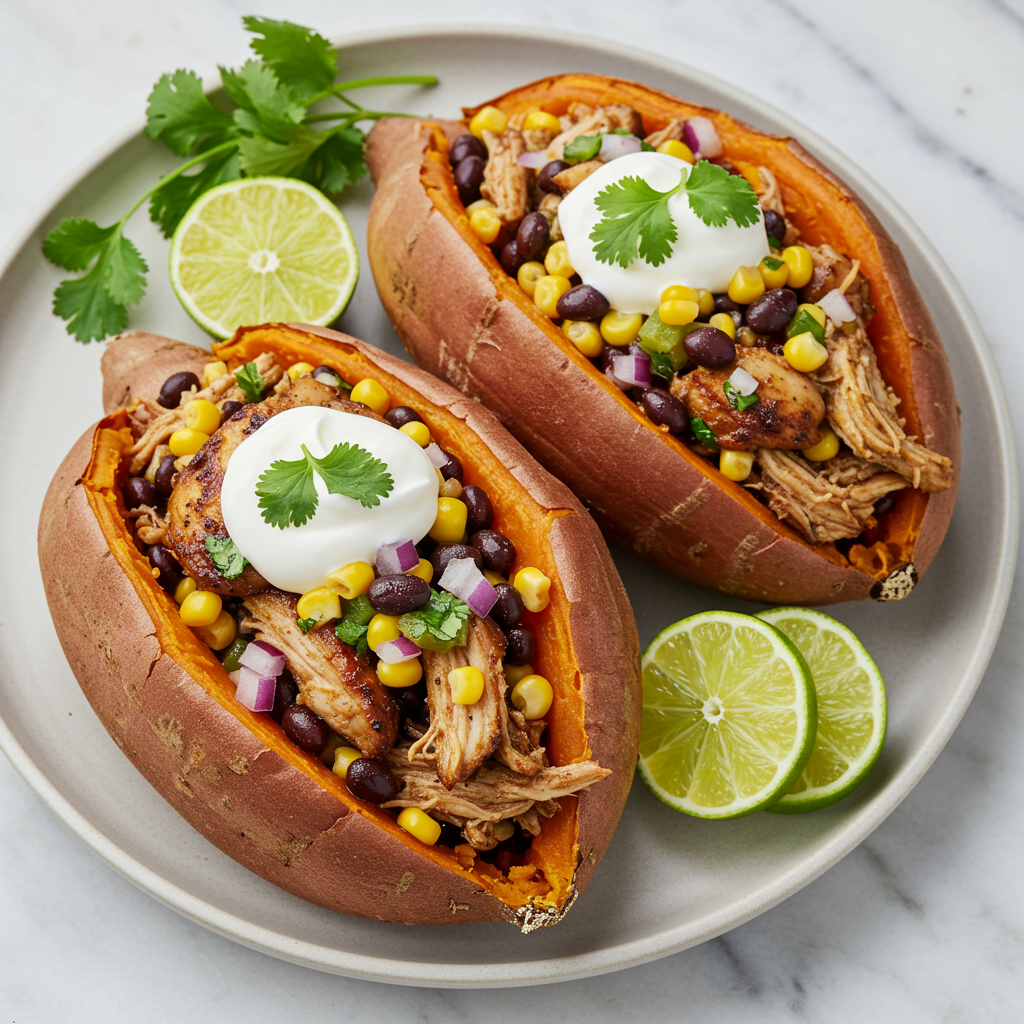 14. Batatas rellenas de pollo jerk