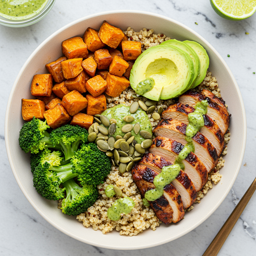 18. Tazón de cereales con pollo jerk