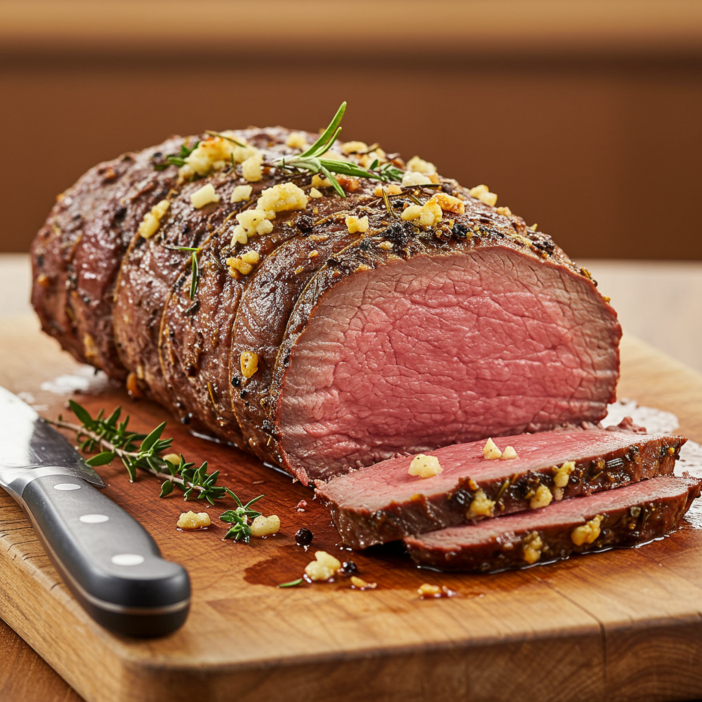 2. Solomillo de ternera asado con ajo y hierbas