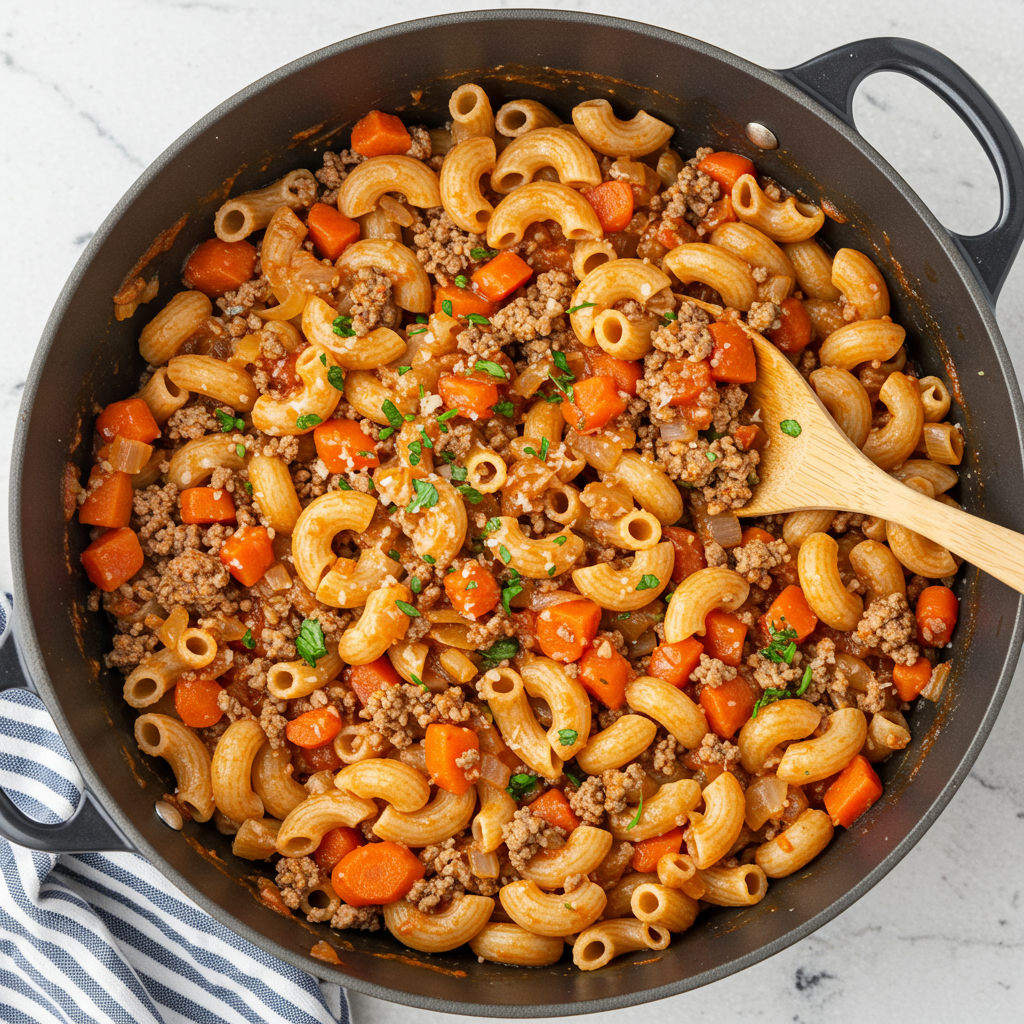 2. Pasta fácil con carne molida en una sola olla