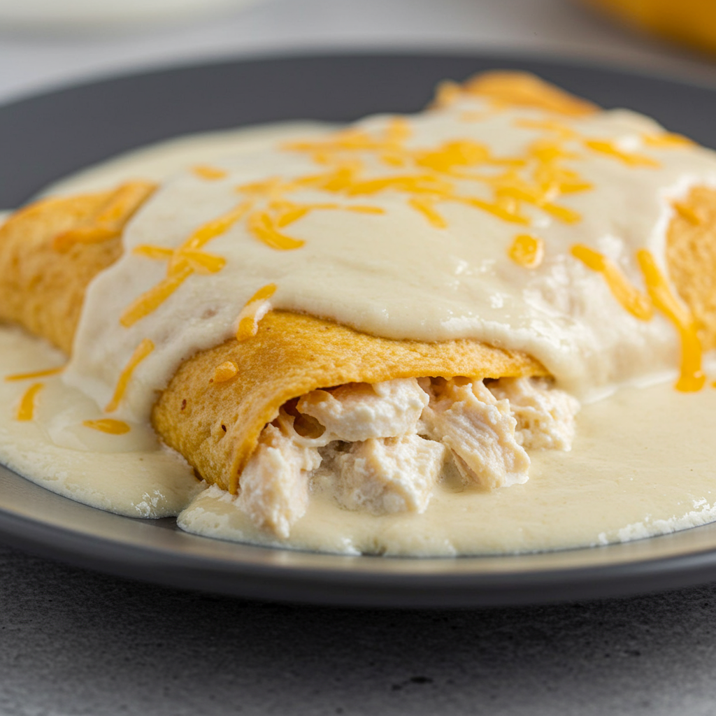 2. Enchiladas de pollo con salsa blanca cremosa