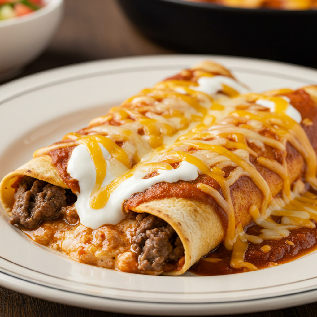 2. Enchiladas de carne cargadas con crema agria