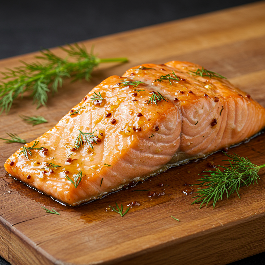 2. Salmón glaseado con mostaza y miel