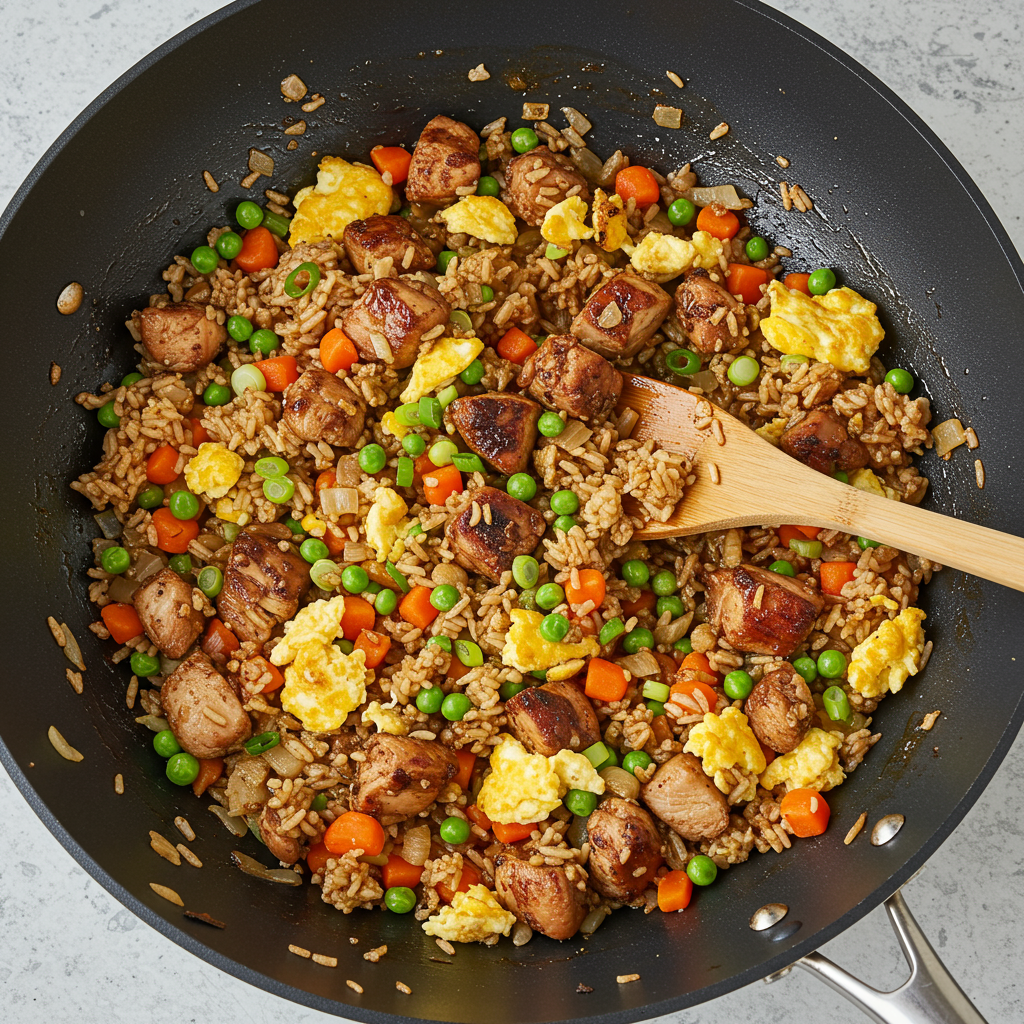 20. Arroz frito con pollo jerk