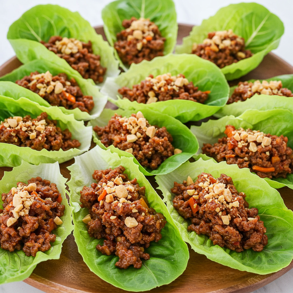 21. Tazas de lechuga con carne de res a la barbacoa coreana