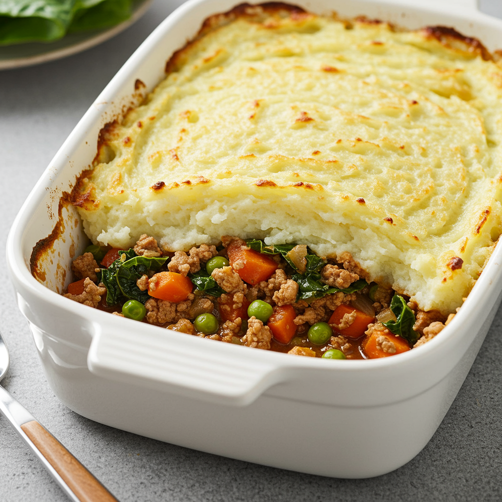 22. Pastel de pastor de pollo y col rizada