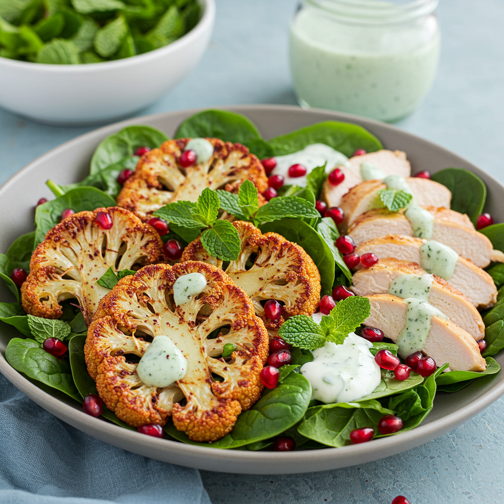 22. Ensalada de coliflor asada con zumaque y pollo