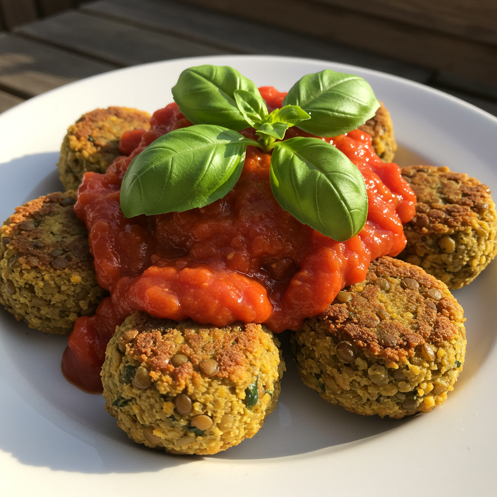 23. Albóndigas de lentejas con salsa de tomate fresco