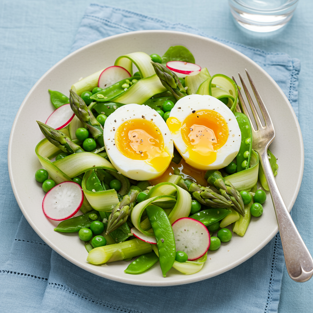 3. Ensalada de espárragos rallados con huevos pasados ​​por agua