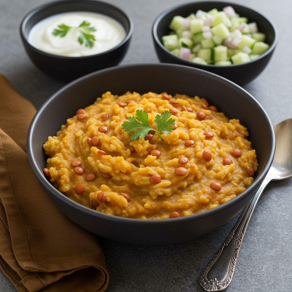 3. Masoor Dal Khichdi (Tazón reconfortante de lentejas rojas)