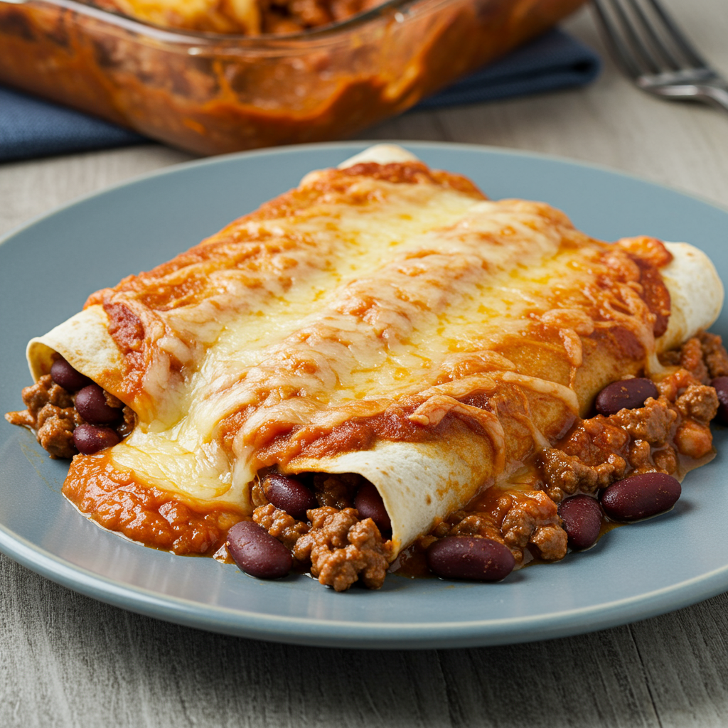 3. Enchiladas de carne con queso y frijoles