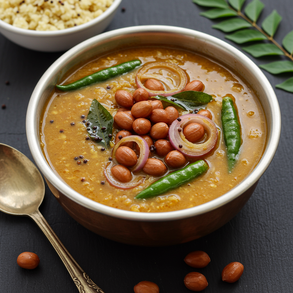 1. Pachchi Pulusu (estofado de maní picante de Andhra)