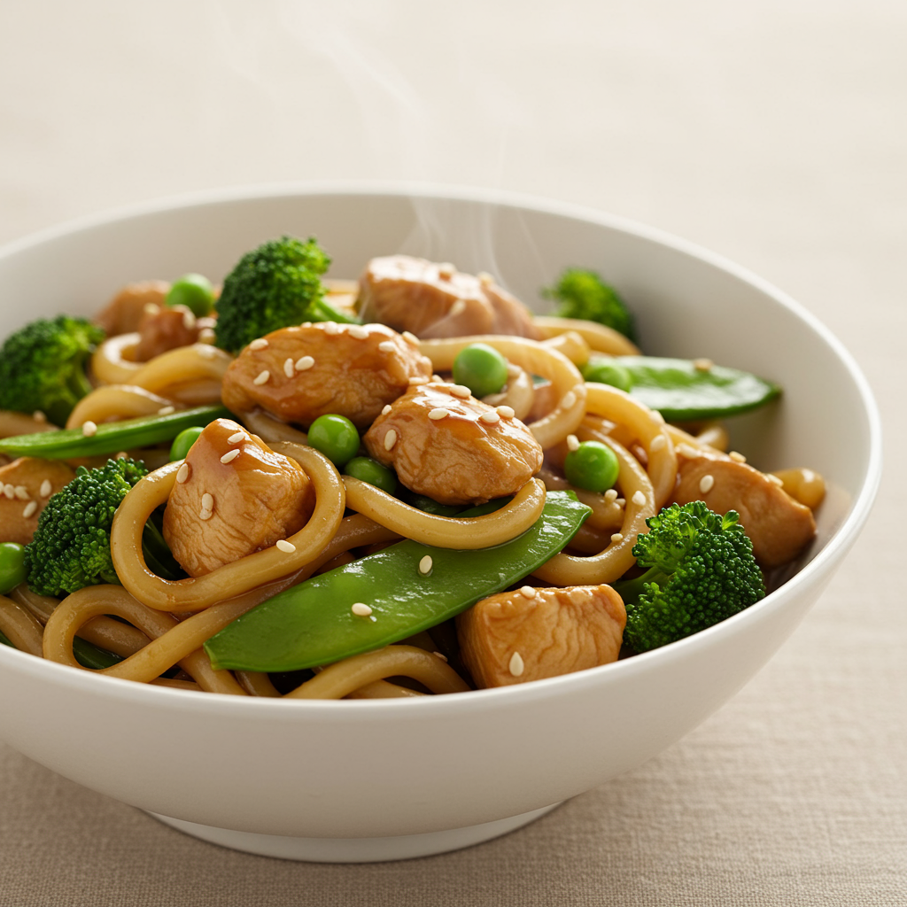 4. Udon de pollo teriyaki salteado
