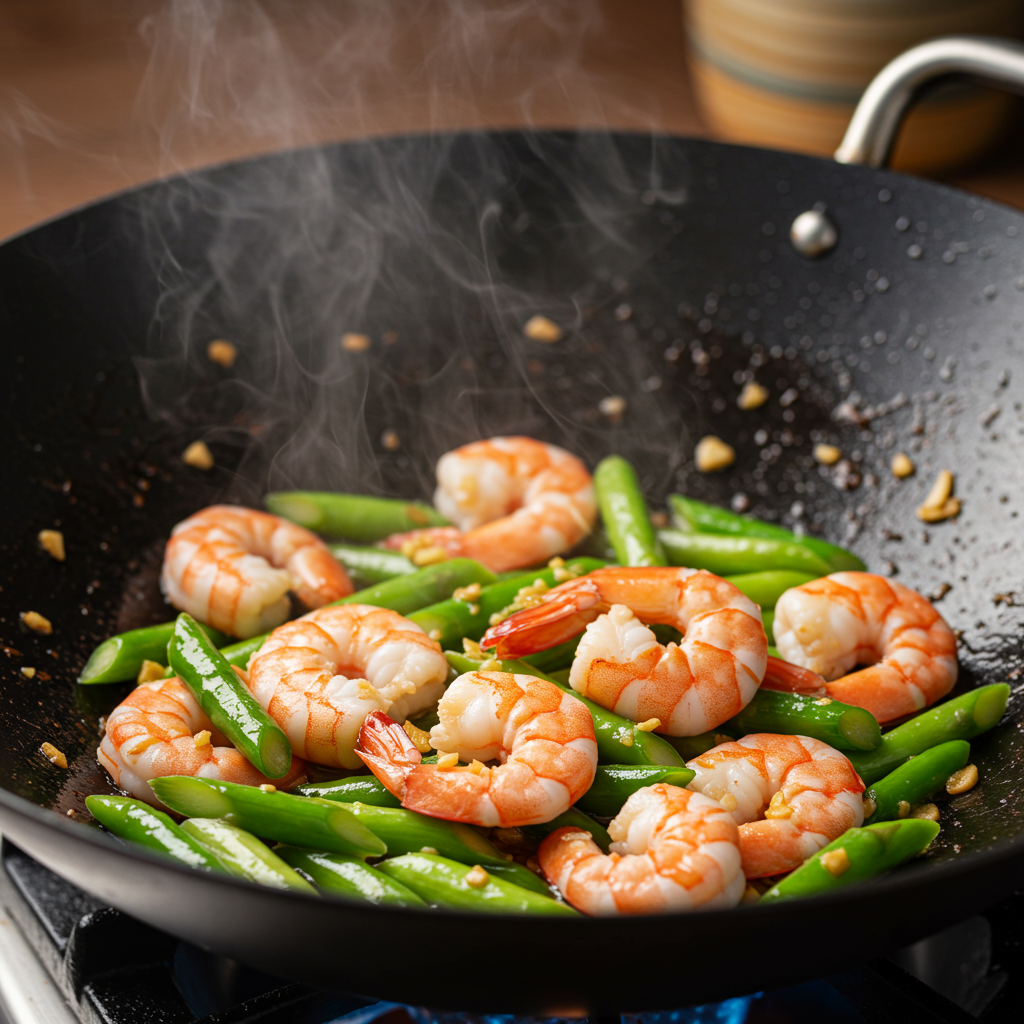 4. Salteado vietnamita de camarones y espárragos