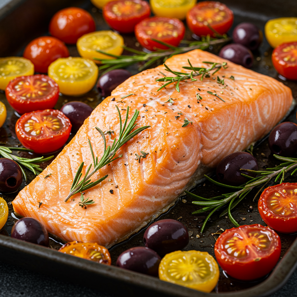 4. Salmón al horno con hierbas mediterráneas