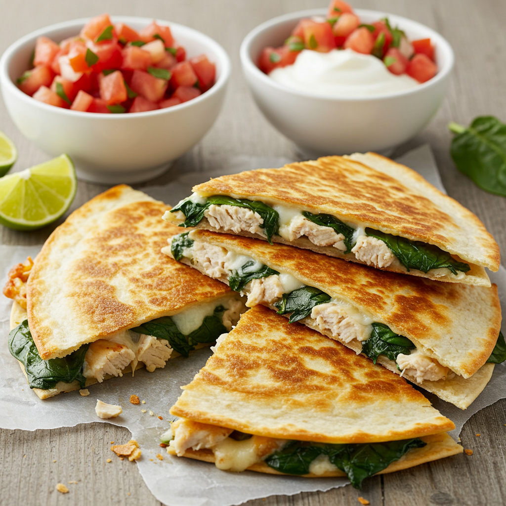 5. Quesadillas de espinacas y pollo