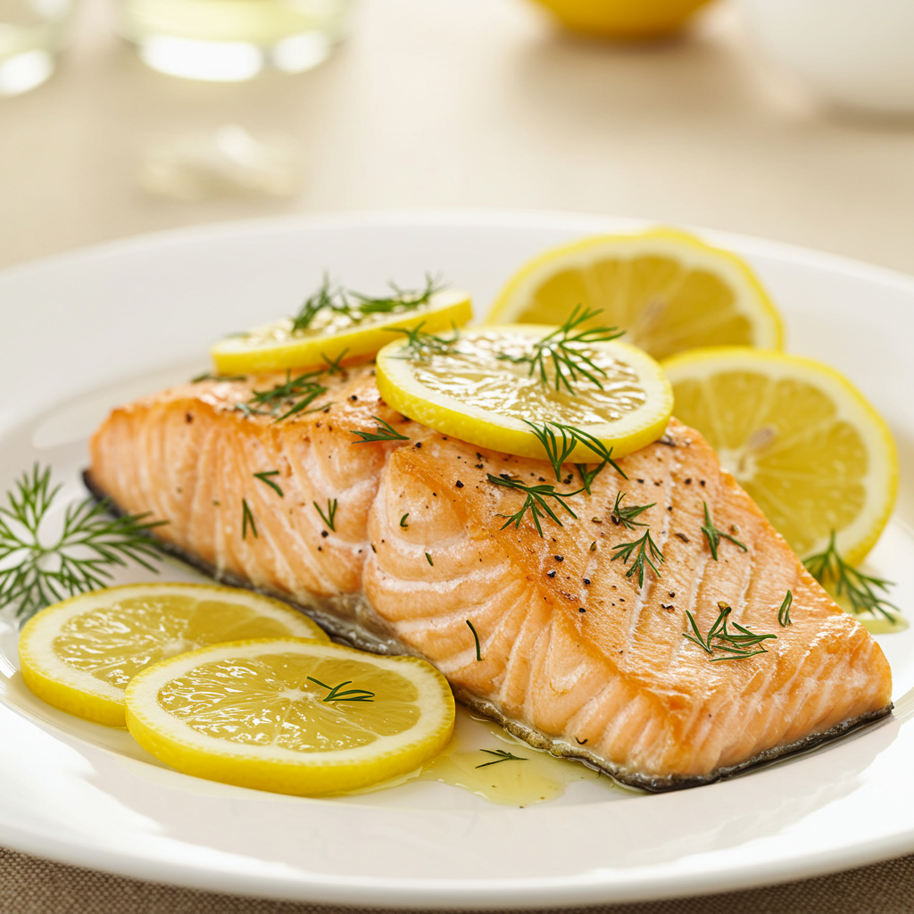 6. Salmón al horno con eneldo y limón