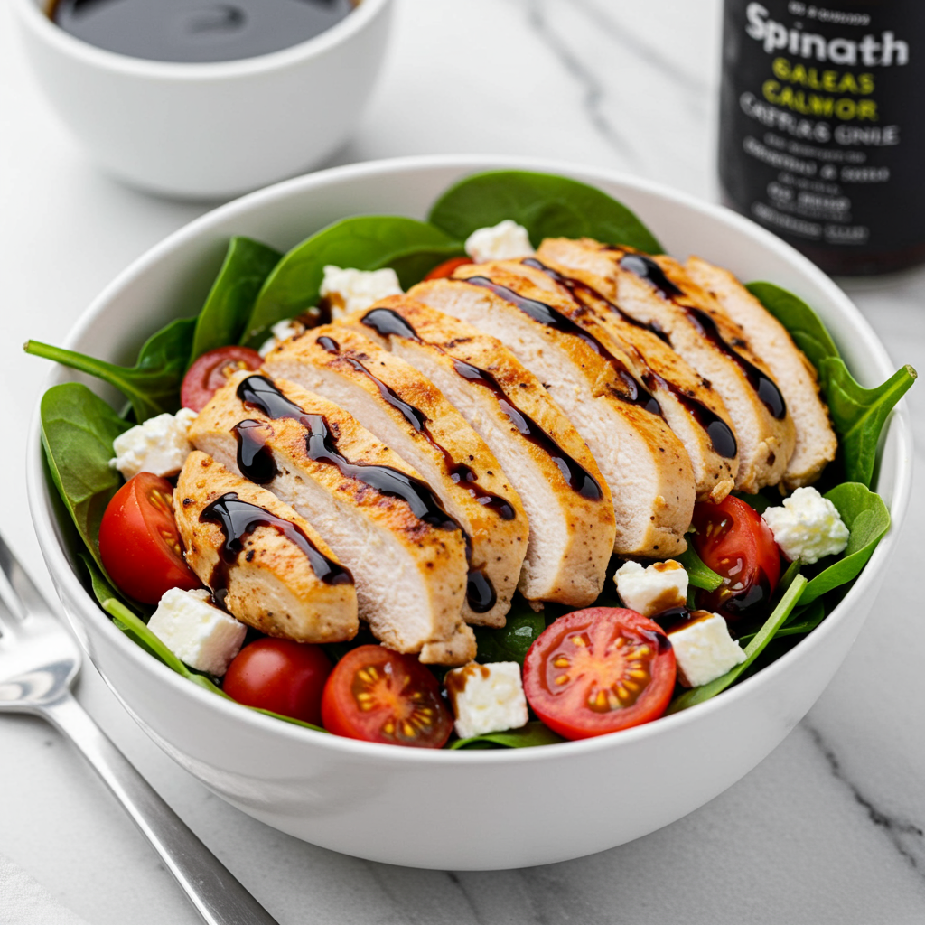 7. Ensalada de pollo con espinacas y balsámico