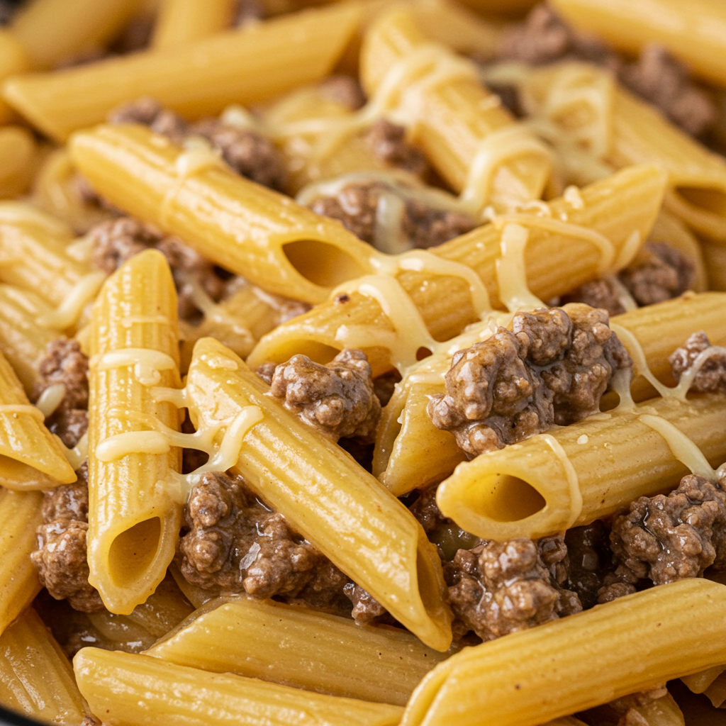 7. Pasta cremosa de carne con dos quesos