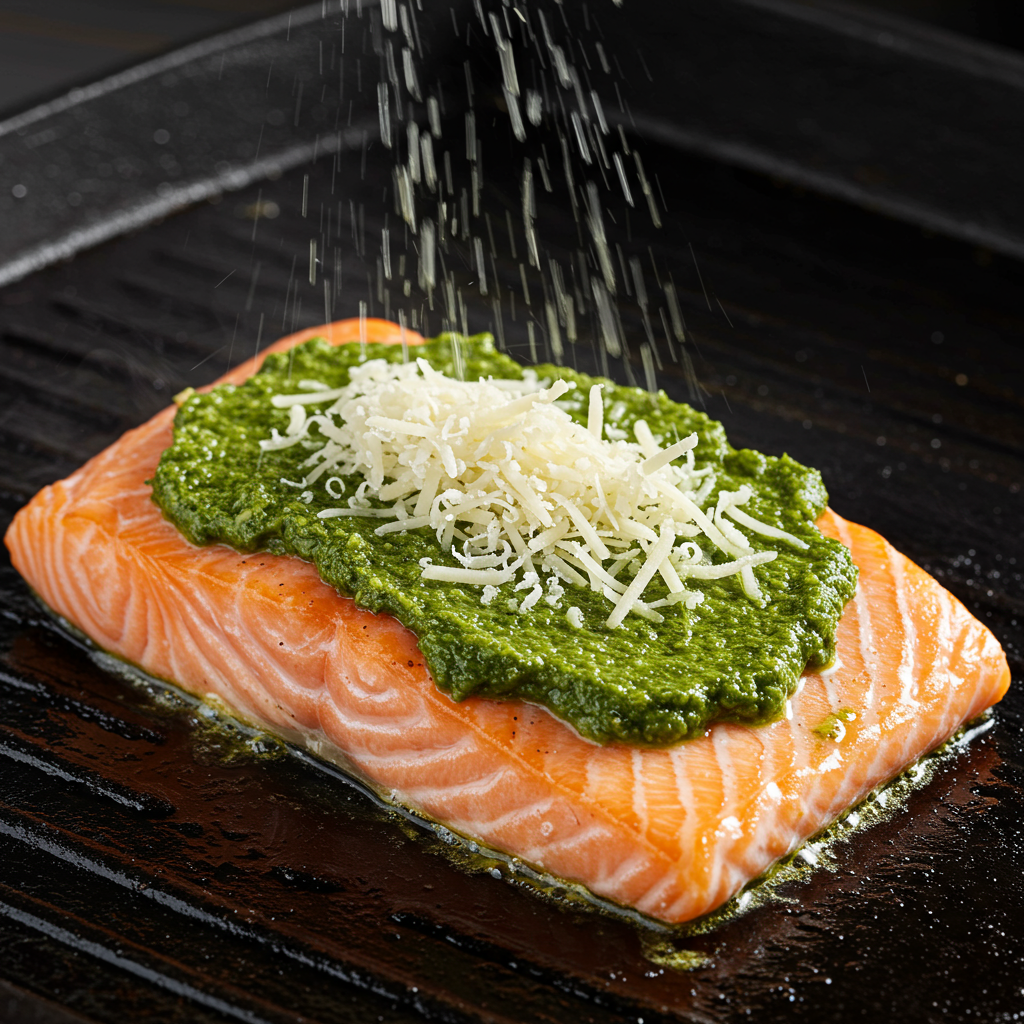 8. Salmón con costra de pesto