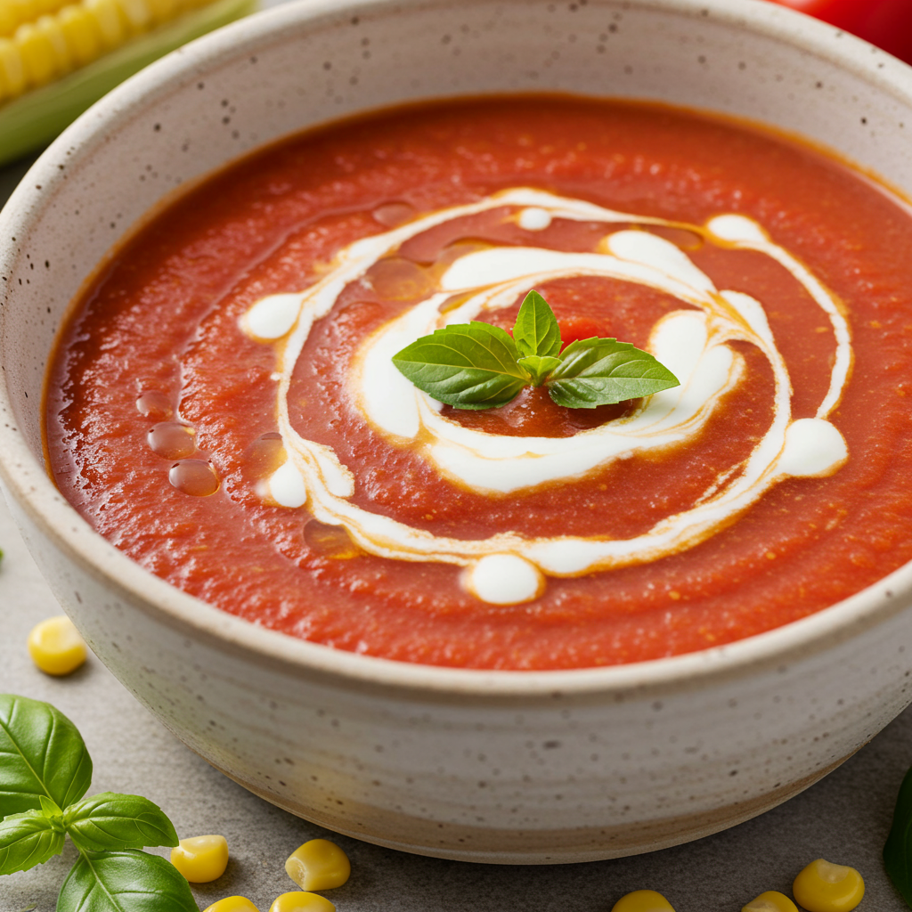 9. Sopa de tomate y maíz fresco (ligera y picante)