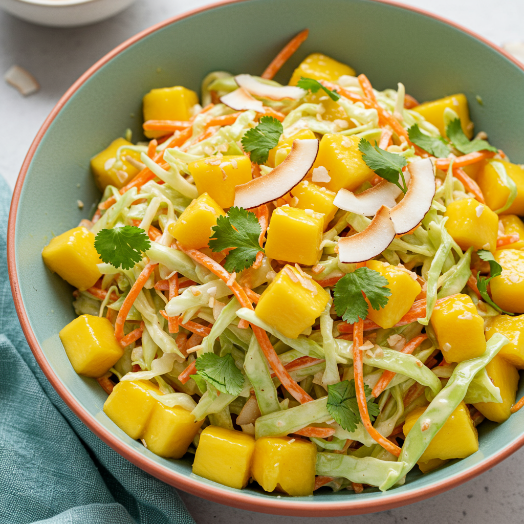 9. Ensalada de mango con aderezo cremoso de coco y lima