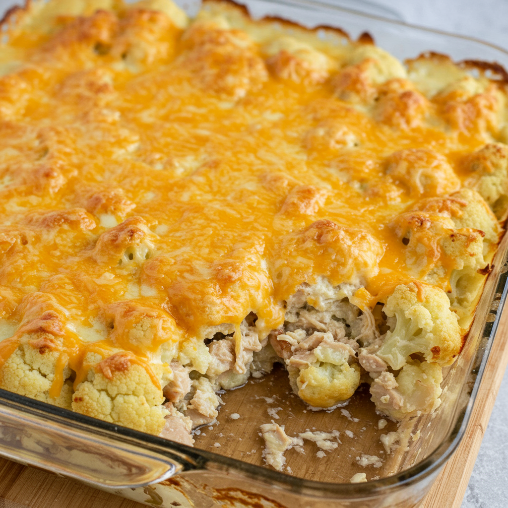 10. Pollo y coliflor al horno con queso