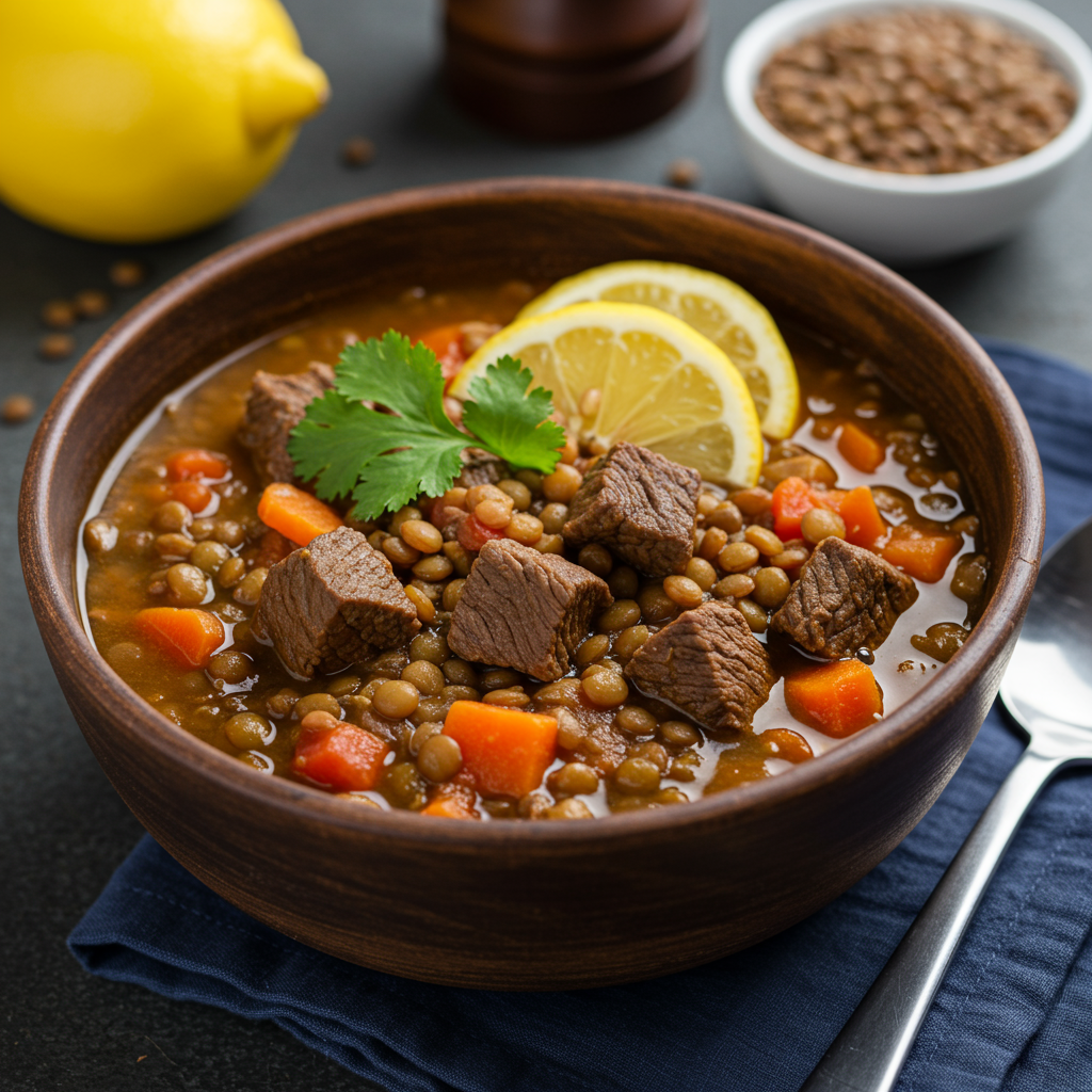 10. Sopa de ternera y lentejas con especias marroquíes