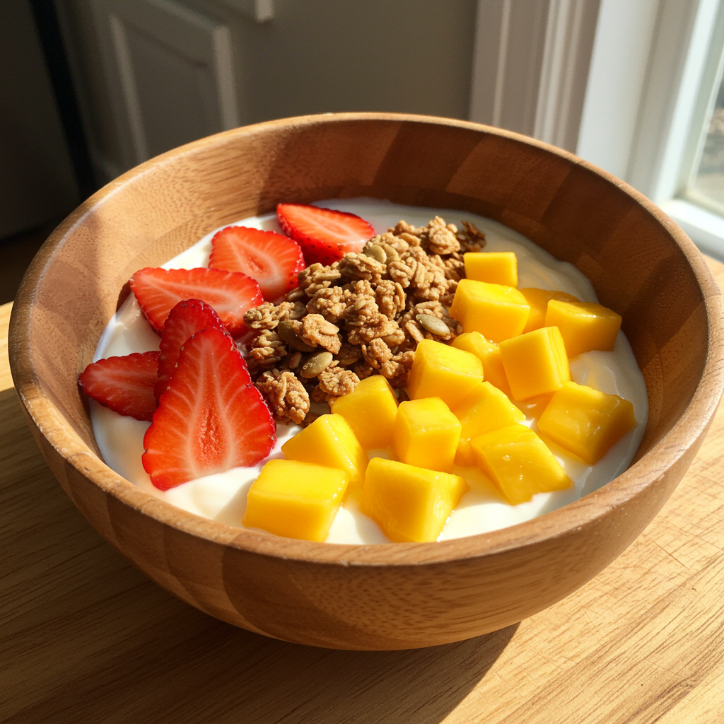 4. Yogur Griego con Fruta y Granola Casera
