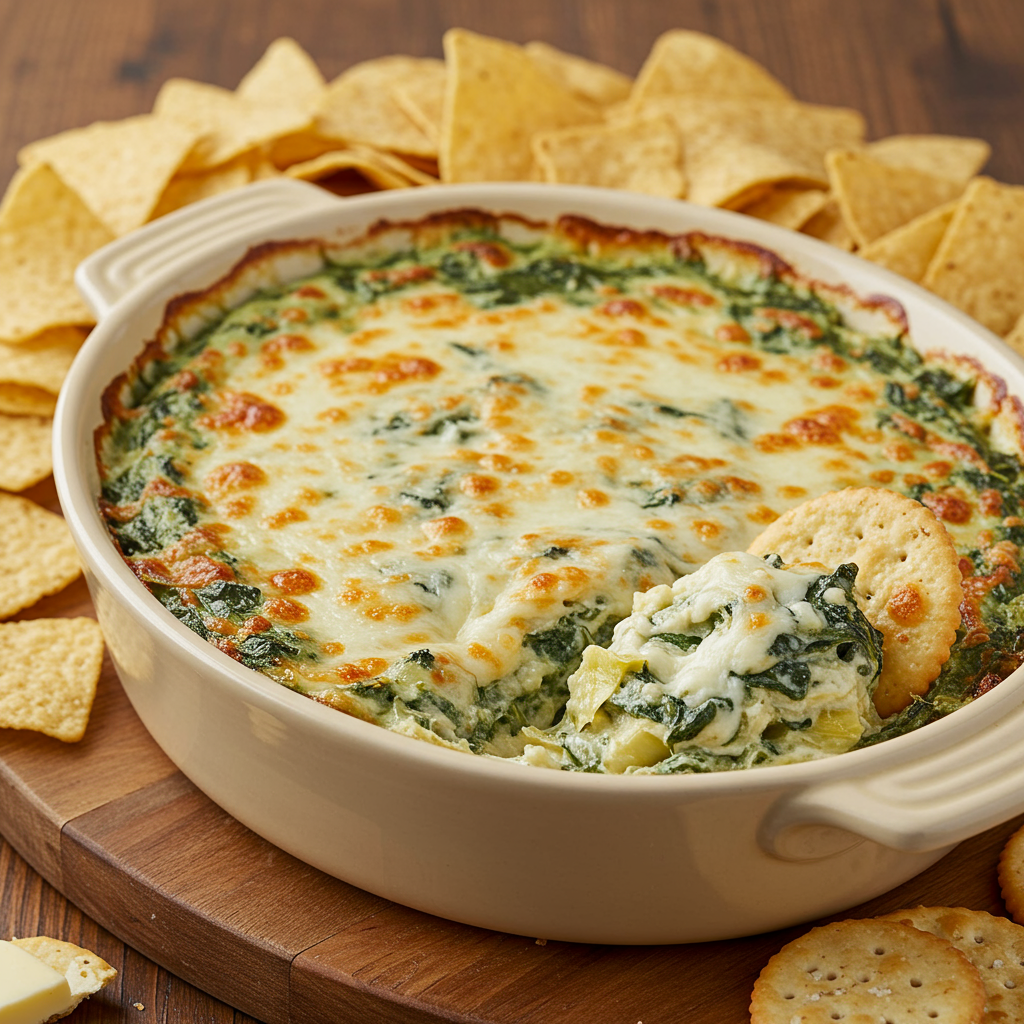 5. Dip Caliente de Alcachofas y Espinacas