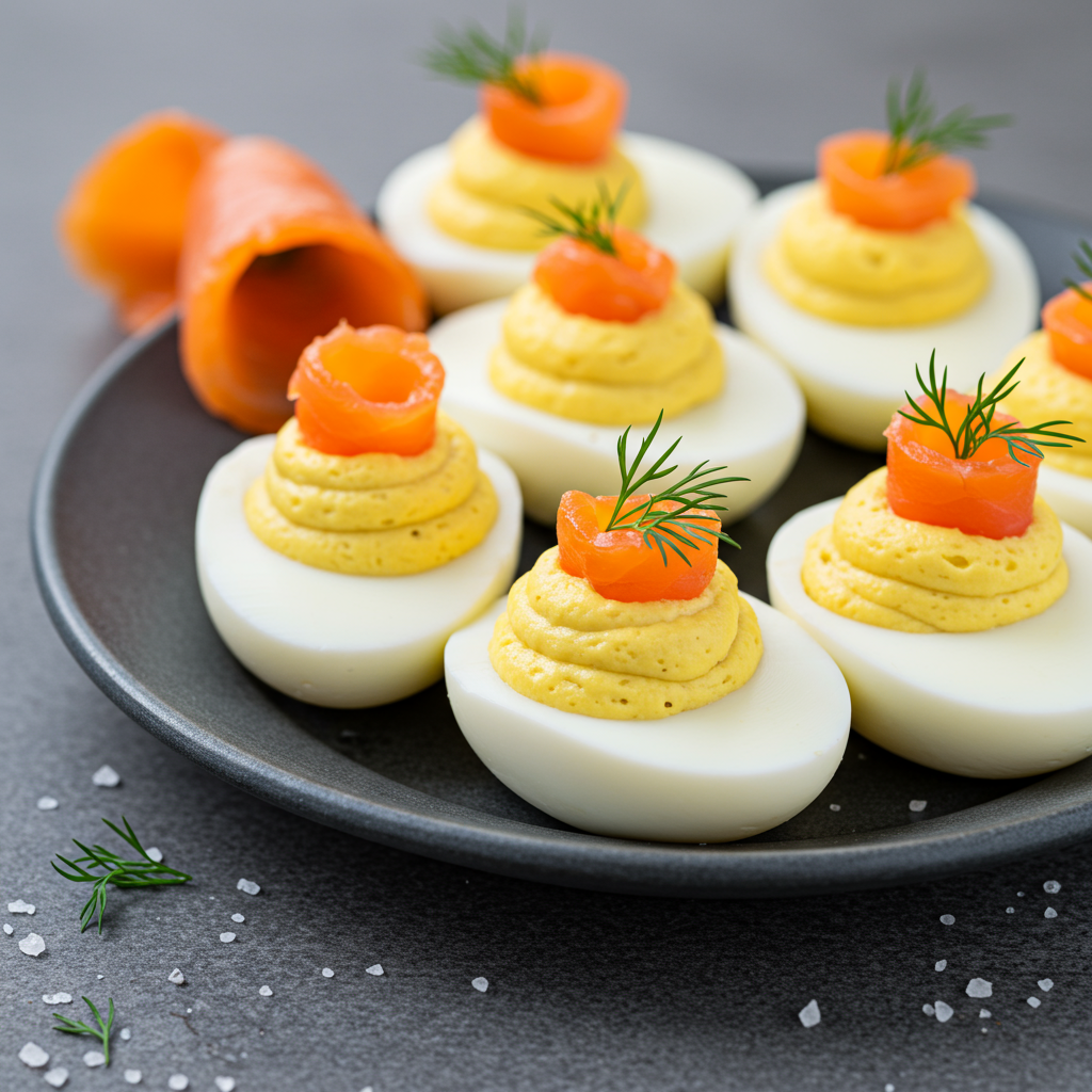 5. Huevos Rellenos “Diabólicos” con Salmón Ahumado