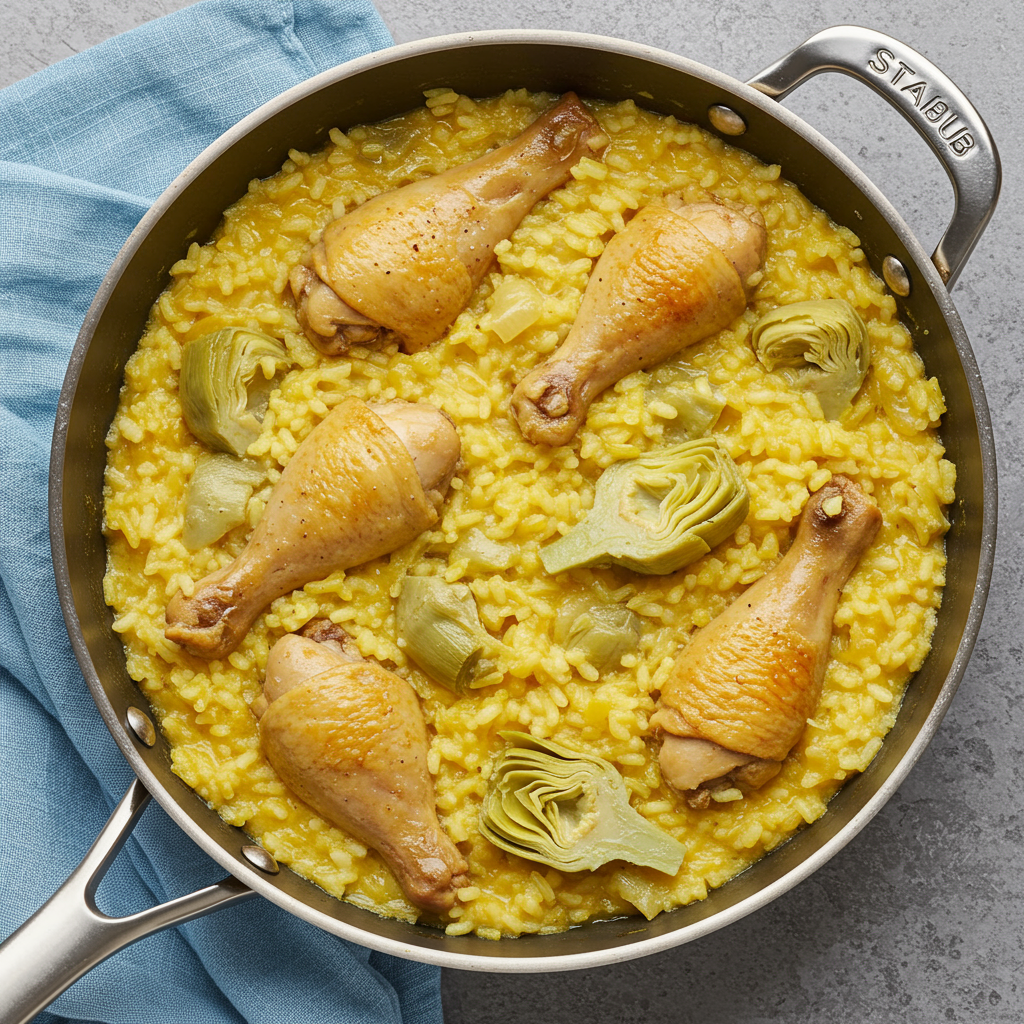 6. Arroz Meloso con Alcachofas y Pollo