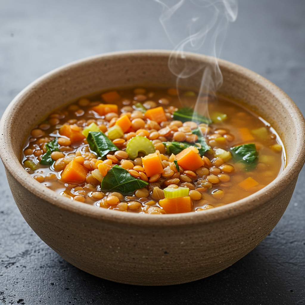 6. Sopa de Lentejas Rojas y Acelgas