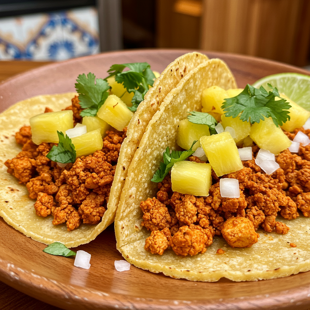 6. Tacos de Tofu Desmenuzado al Pastor