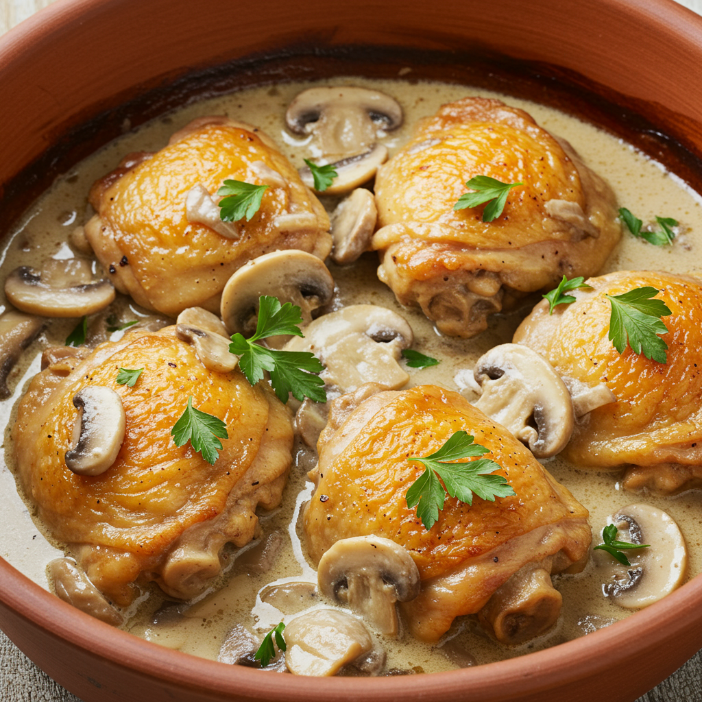 8. Muslitos de Pollo en Salsa de Champiñones