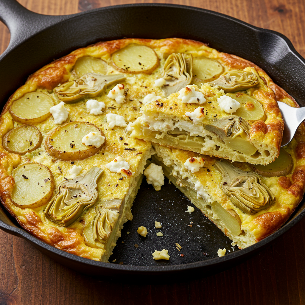9. Frittata de Alcachofas, Patata y Queso de Cabra