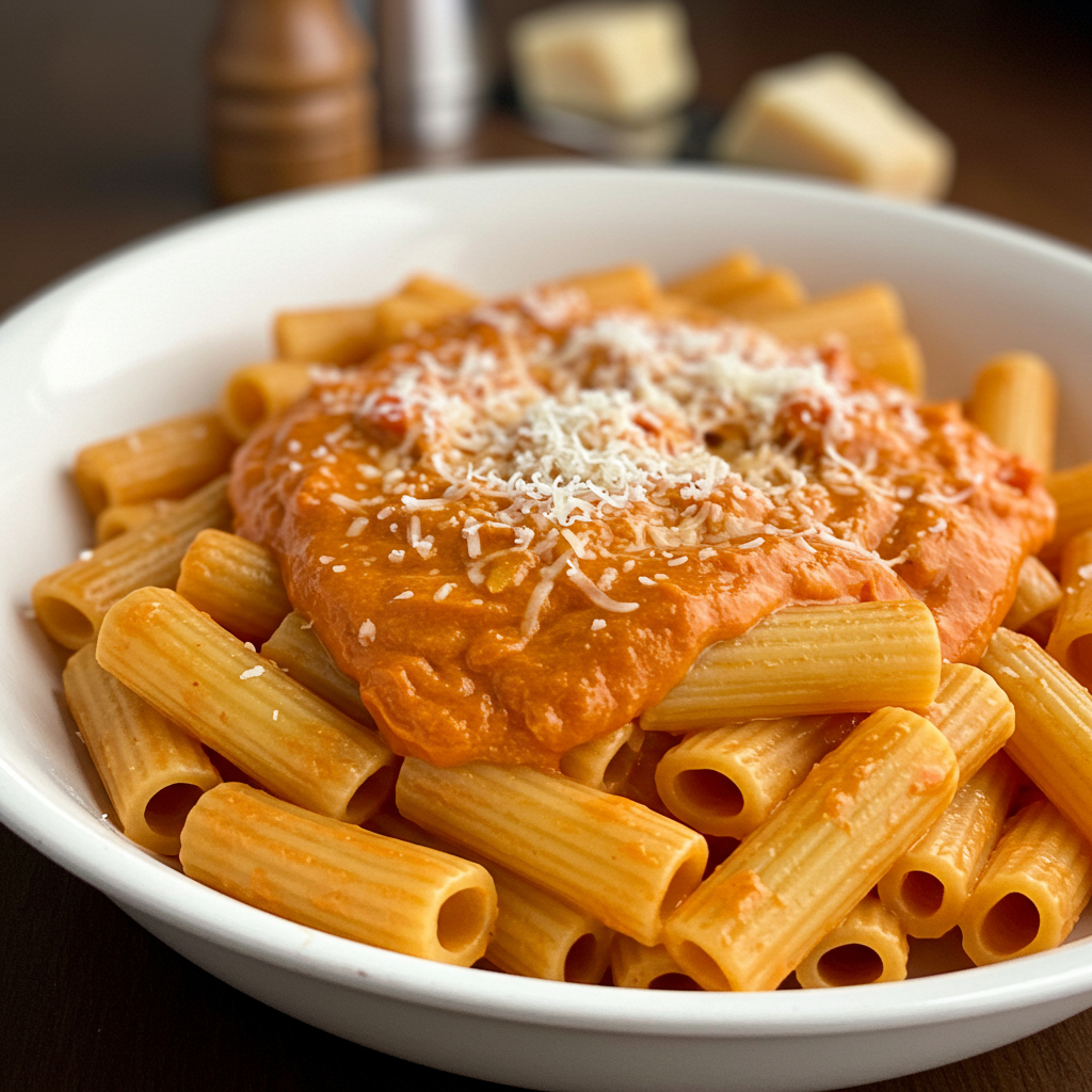 11. Rigatoni con Salsa de Pimiento Rojo Asado