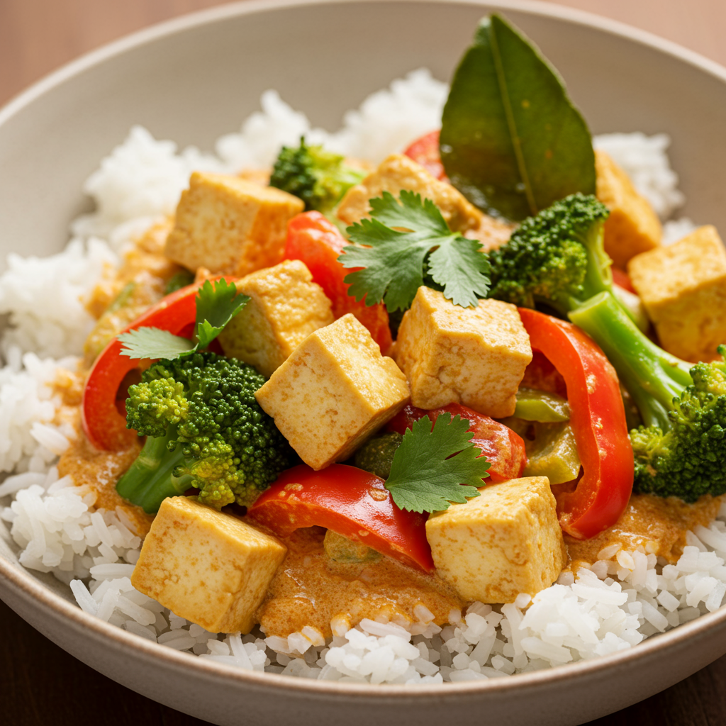 12. Curry Rojo Tailandés con Tofu y Verduras