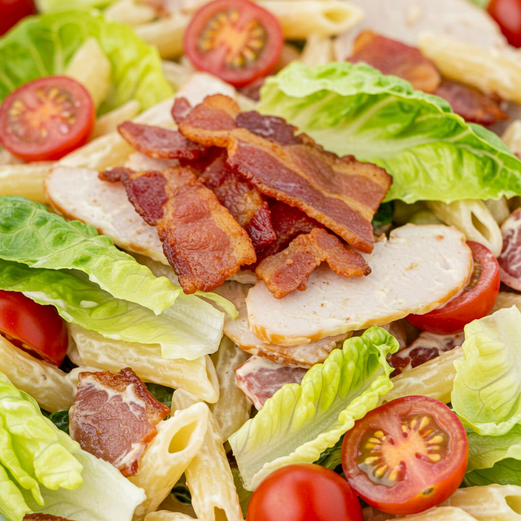 13. Ensalada de Pasta “BLT” (Bacon de Pavo, Lechuga y Tomate)
