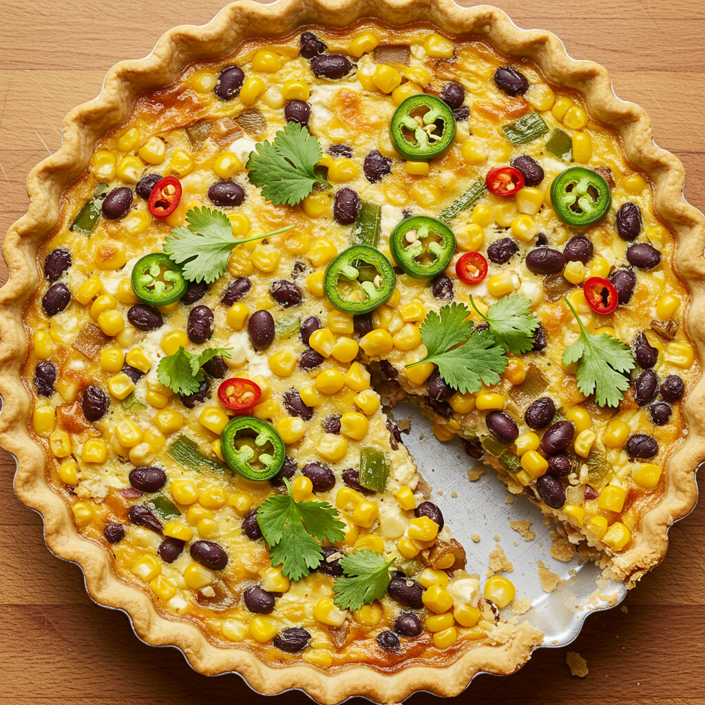 13. Quiche Mexicano con Maíz y Frijoles Negros