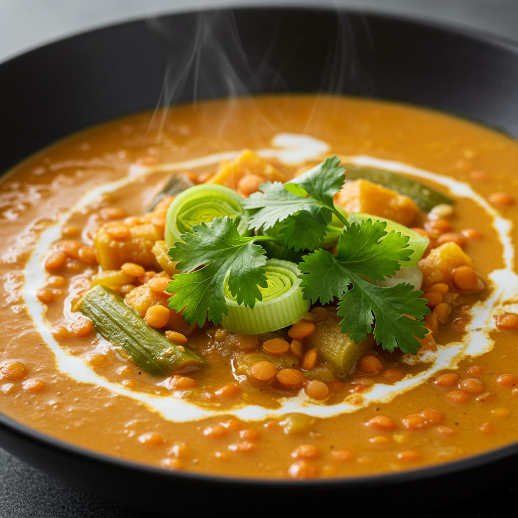 13. Sopa de Lentejas Rojas y Puerro al Curry